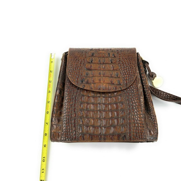 VTG Brahmin Brown Leather Crocodile Horn Crossbody - Picture 6 of 8